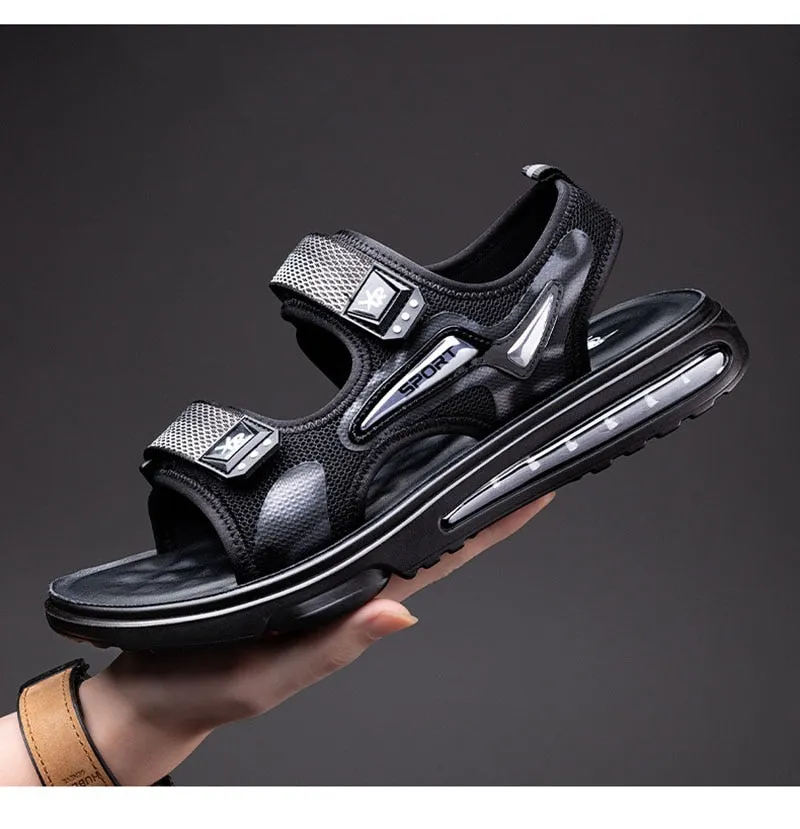 Hnzxzm New Summer Shoes Men Sandals Flat Non-slip Summer Holiday Mens Beach Sandals Brand Male Footwear Cool Black A4612