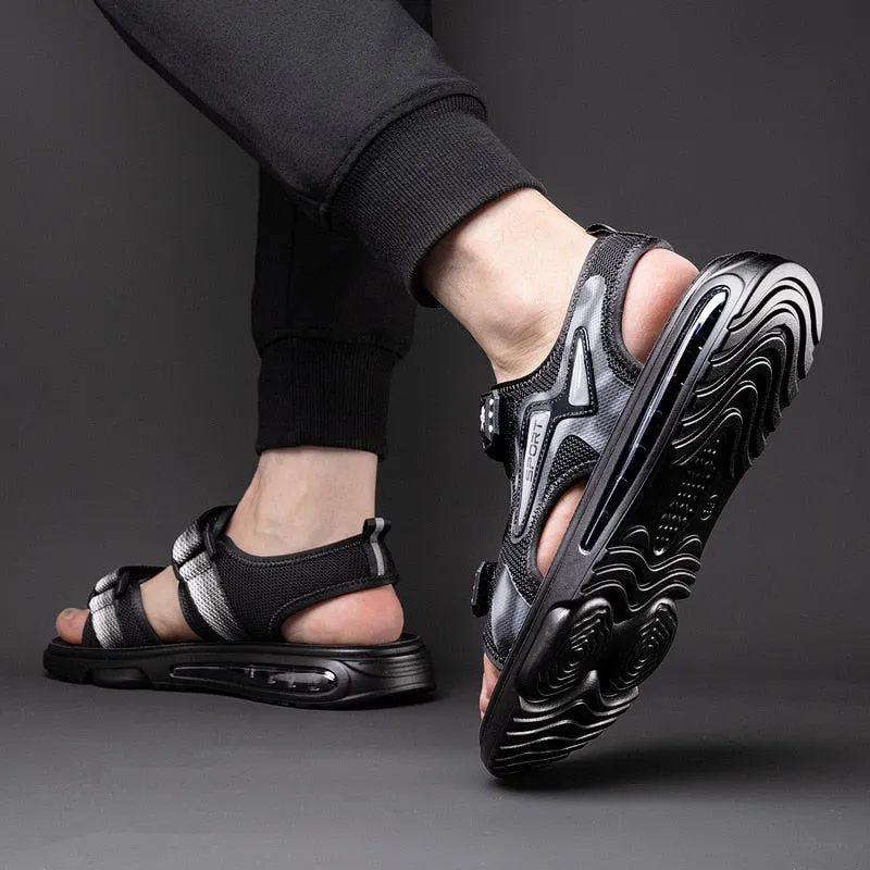 Hnzxzm New Summer Shoes Men Sandals Flat Non-slip Summer Holiday Mens Beach Sandals Brand Male Footwear Cool Black A4612