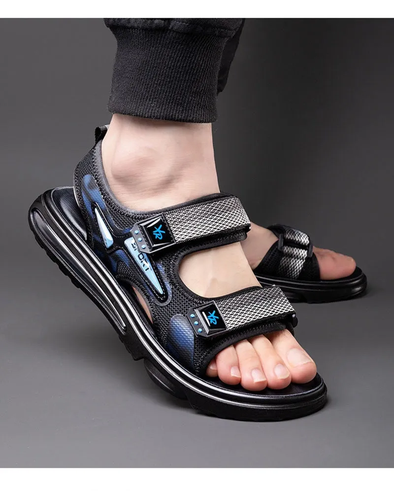 Hnzxzm New Summer Shoes Men Sandals Flat Non-slip Summer Holiday Mens Beach Sandals Brand Male Footwear Cool Black A4612