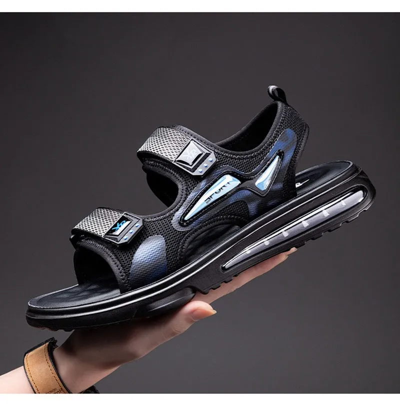 Hnzxzm New Summer Shoes Men Sandals Flat Non-slip Summer Holiday Mens Beach Sandals Brand Male Footwear Cool Black A4612