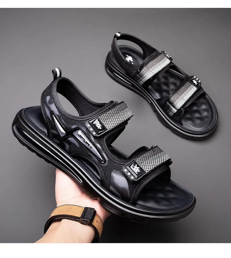 Hnzxzm New Summer Shoes Men Sandals Flat Non-slip Summer Holiday Mens Beach Sandals Brand Male Footwear Cool Black A4612