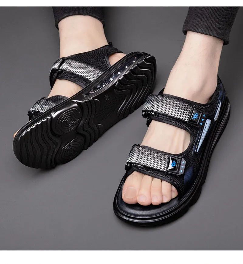 Hnzxzm New Summer Shoes Men Sandals Flat Non-slip Summer Holiday Mens Beach Sandals Brand Male Footwear Cool Black A4612