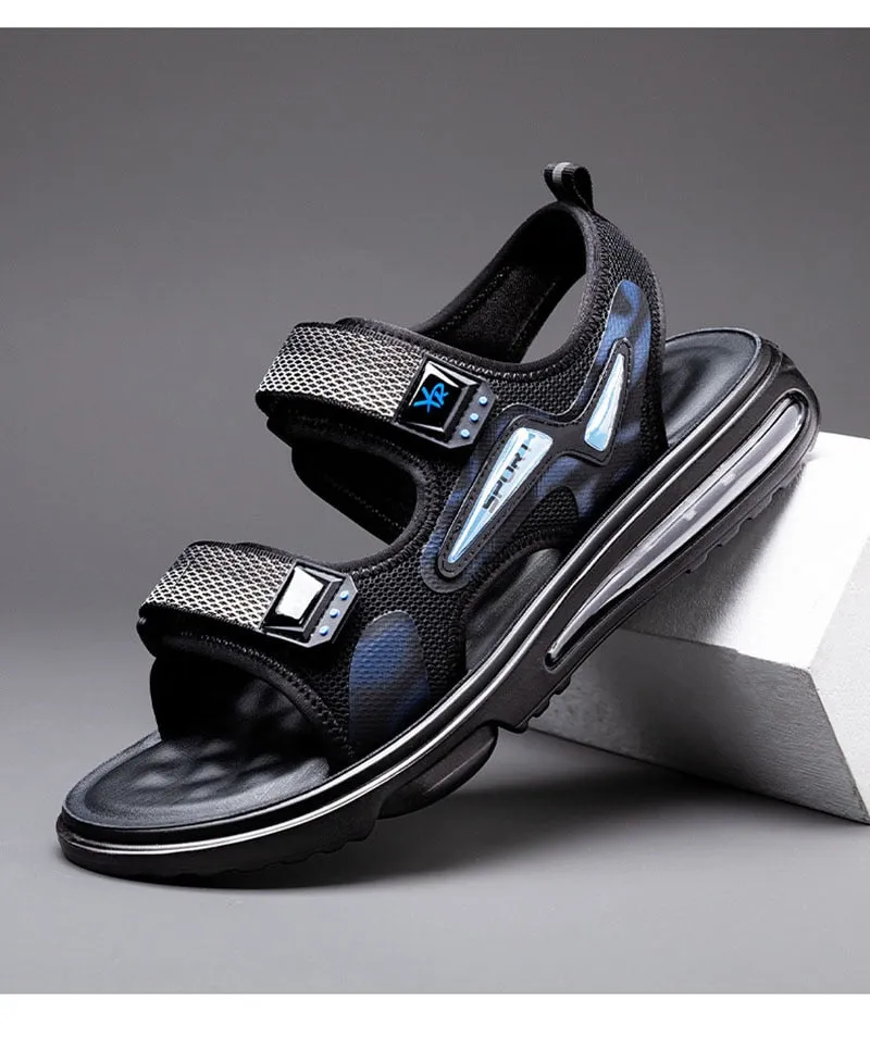 Hnzxzm New Summer Shoes Men Sandals Flat Non-slip Summer Holiday Mens Beach Sandals Brand Male Footwear Cool Black A4612