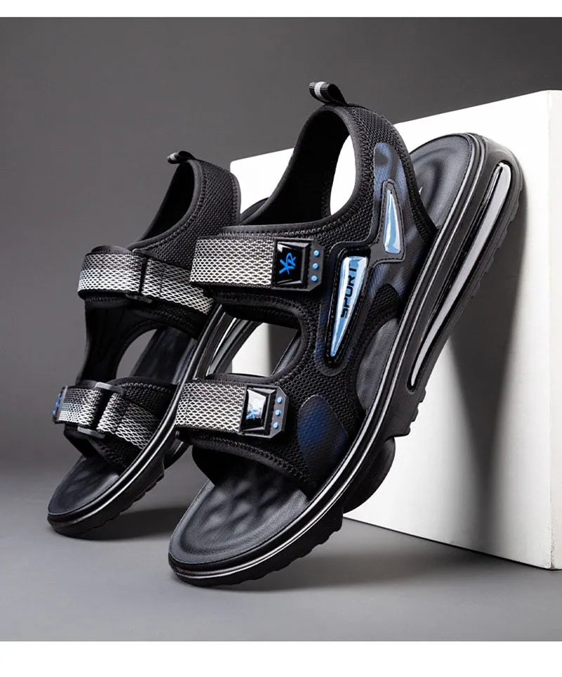 Hnzxzm New Summer Shoes Men Sandals Flat Non-slip Summer Holiday Mens Beach Sandals Brand Male Footwear Cool Black A4612