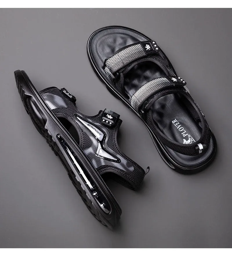 Hnzxzm New Summer Shoes Men Sandals Flat Non-slip Summer Holiday Mens Beach Sandals Brand Male Footwear Cool Black A4612
