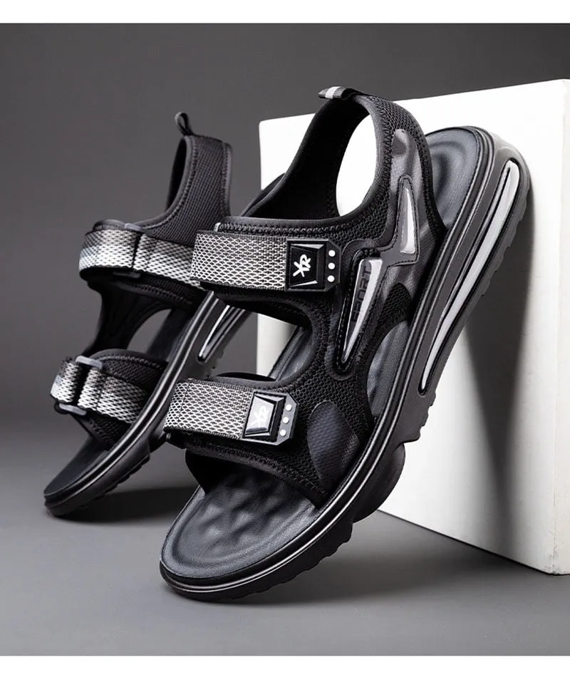 Hnzxzm New Summer Shoes Men Sandals Flat Non-slip Summer Holiday Mens Beach Sandals Brand Male Footwear Cool Black A4612