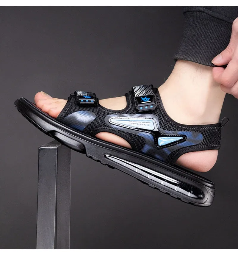 Hnzxzm New Summer Shoes Men Sandals Flat Non-slip Summer Holiday Mens Beach Sandals Brand Male Footwear Cool Black A4612