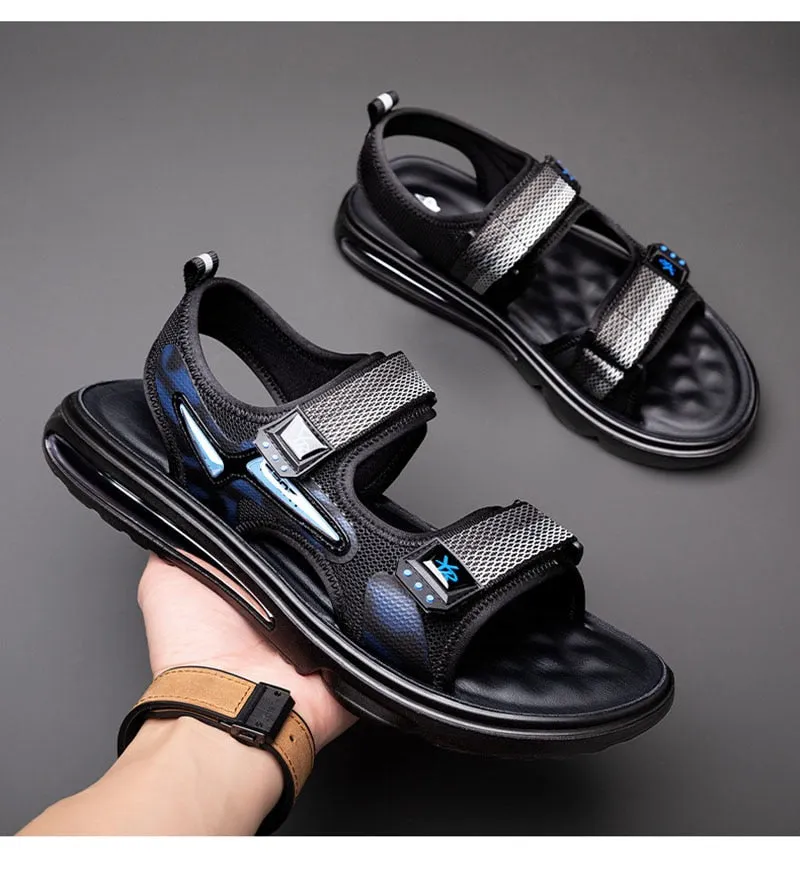 Hnzxzm New Summer Shoes Men Sandals Flat Non-slip Summer Holiday Mens Beach Sandals Brand Male Footwear Cool Black A4612