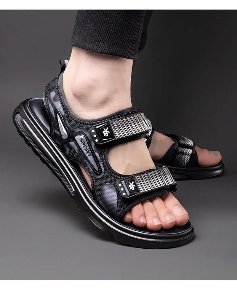 Hnzxzm New Summer Shoes Men Sandals Flat Non-slip Summer Holiday Mens Beach Sandals Brand Male Footwear Cool Black A4612