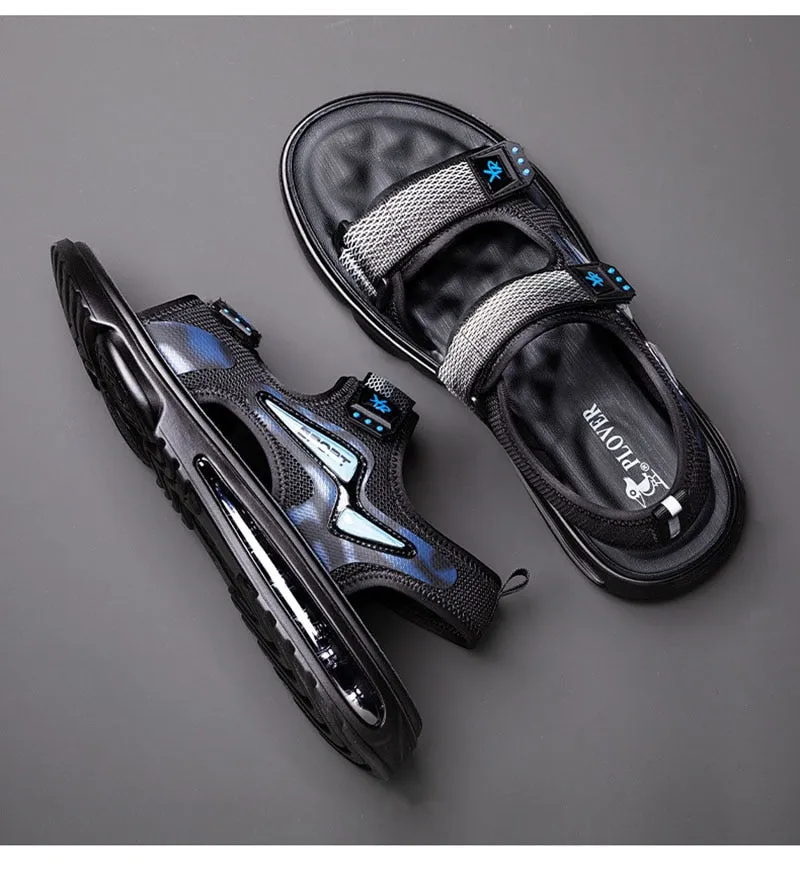 Hnzxzm New Summer Shoes Men Sandals Flat Non-slip Summer Holiday Mens Beach Sandals Brand Male Footwear Cool Black A4612