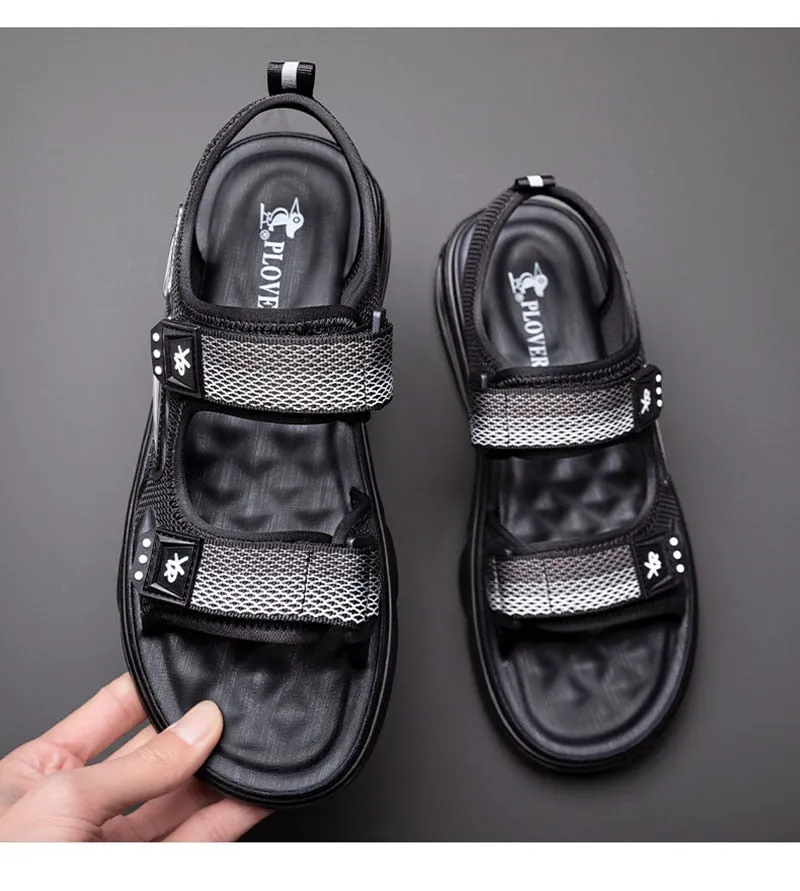 Hnzxzm New Summer Shoes Men Sandals Flat Non-slip Summer Holiday Mens Beach Sandals Brand Male Footwear Cool Black A4612