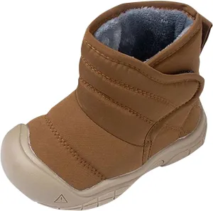 Insulated Snow Shoes For Boy Winter Non Slip Walking Shoes Plush Lined Slip On Shoes Waterproof Hiking Boots (Brown, 9 Toddler)