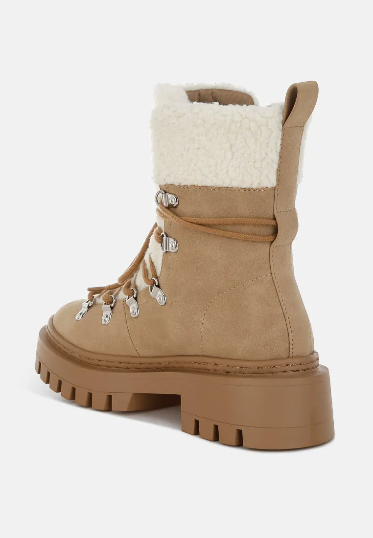 Omul Fleece & Faux Leather Boots