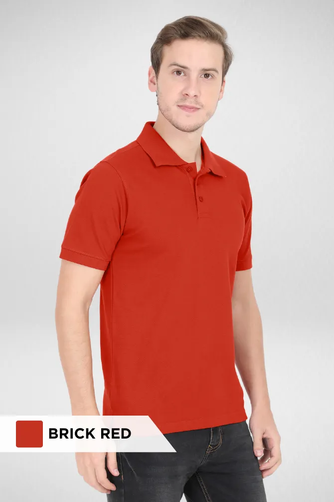 White and Brick Red Polo T-Shirts Combo for Men