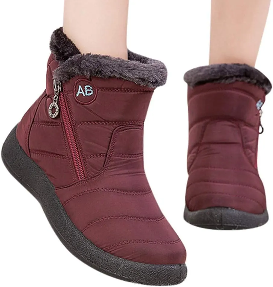 Women's Snow Boots Waterproof Insulated Fur Boots Waterproof Walking Shoes Cold Weather Furry Fluffy Short Snow Boot
