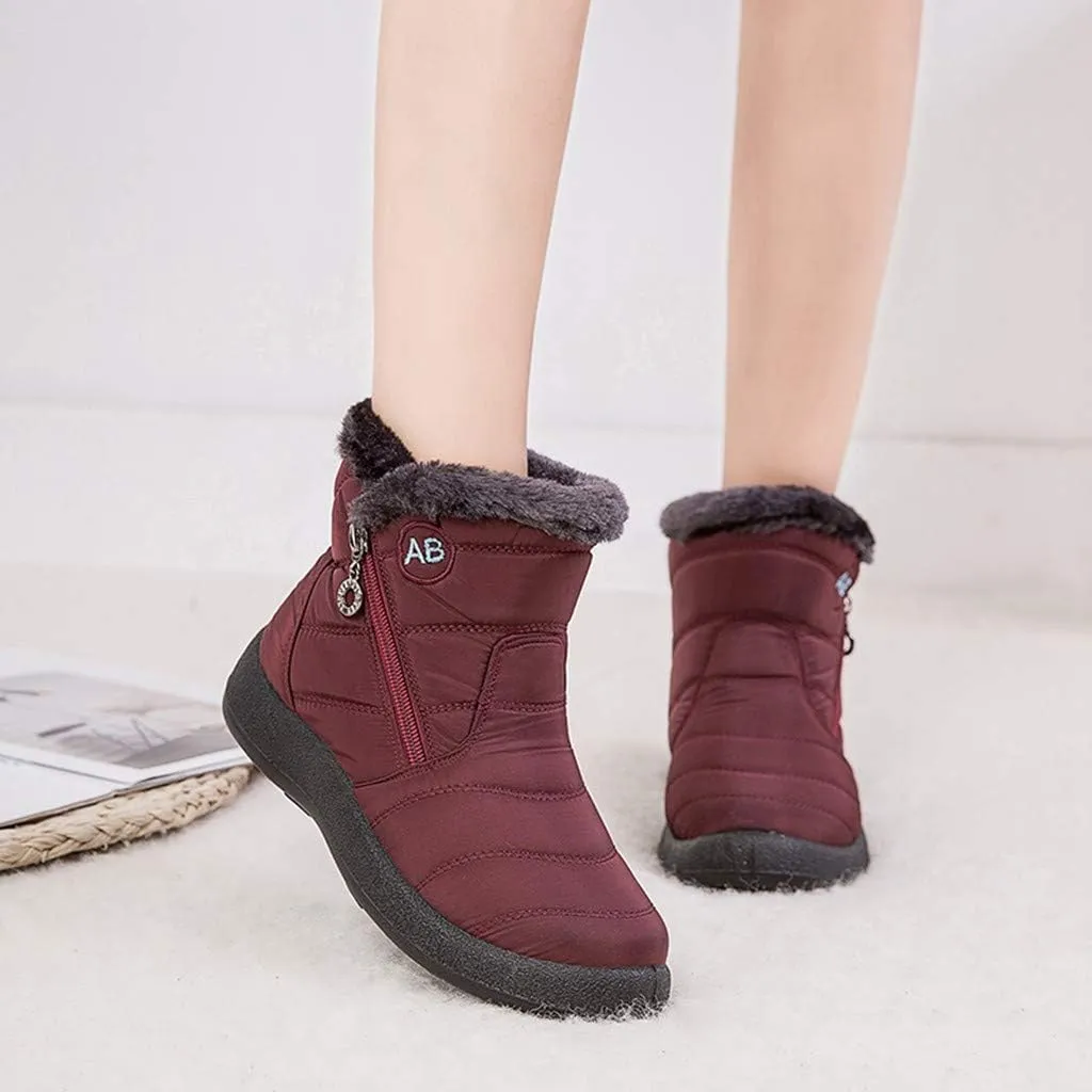 Women's Snow Boots Waterproof Insulated Fur Boots Waterproof Walking Shoes Cold Weather Furry Fluffy Short Snow Boot