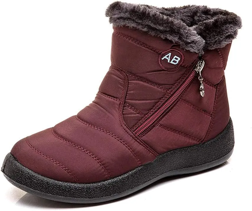Women's Snow Boots Waterproof Insulated Fur Boots Waterproof Walking Shoes Cold Weather Furry Fluffy Short Snow Boot