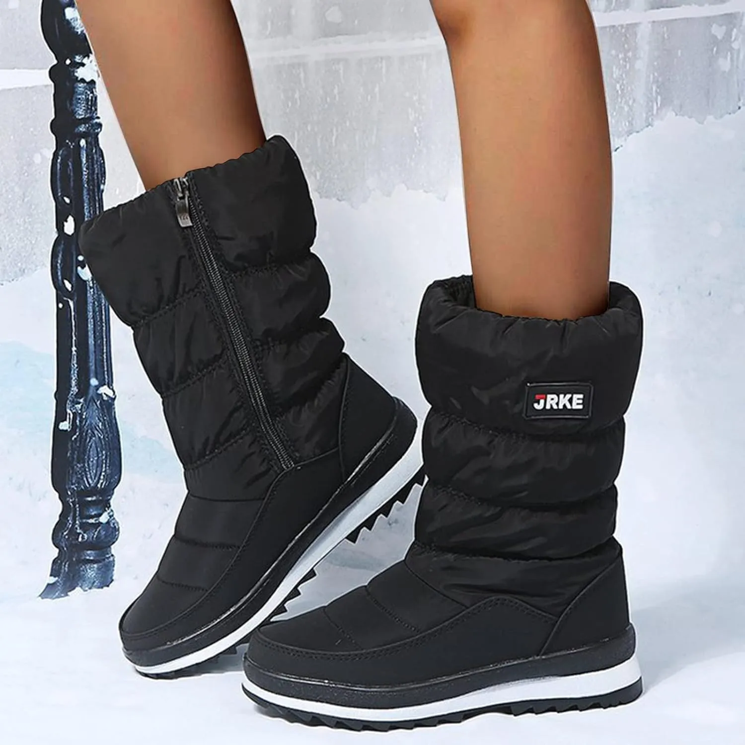 Women's Winter Boots Waterproof Fuzzy Boots Fleece Insulated Fur Boots Platform Anti-Slip Outdoor Ankle Booties Duck Boots