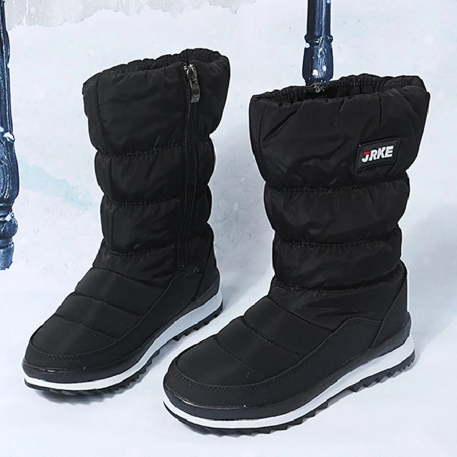 Women's Winter Boots Waterproof Fuzzy Boots Fleece Insulated Fur Boots Platform Anti-Slip Outdoor Ankle Booties Duck Boots