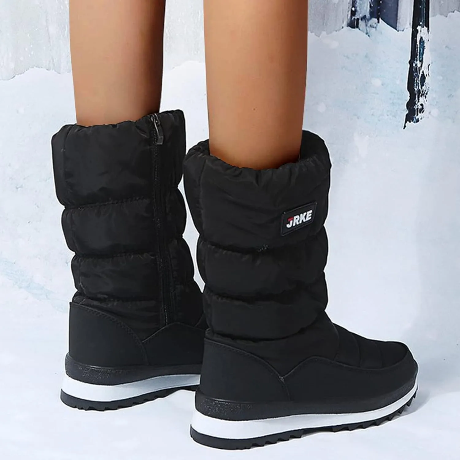 Women's Winter Boots Waterproof Fuzzy Boots Fleece Insulated Fur Boots Platform Anti-Slip Outdoor Ankle Booties Duck Boots