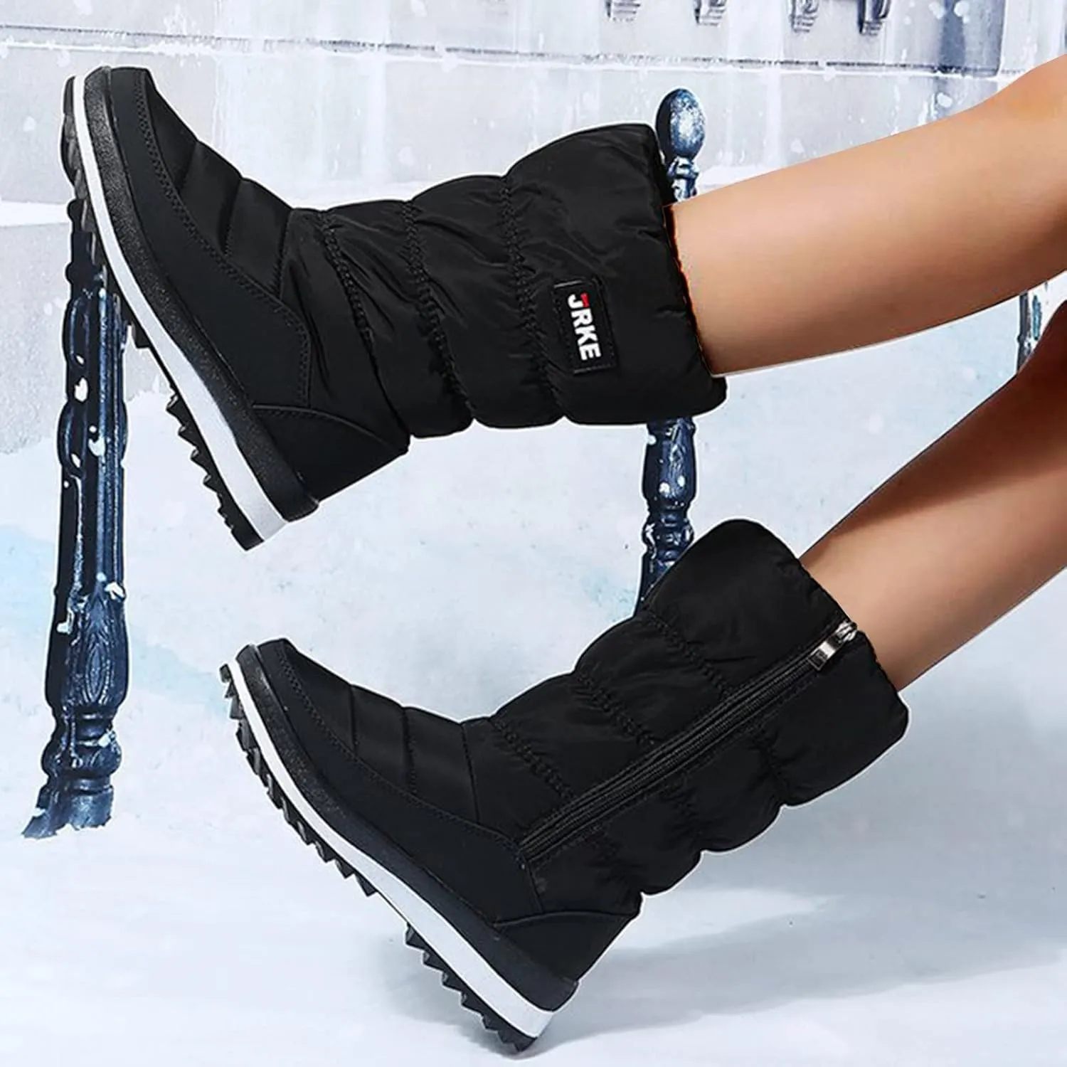 Women's Winter Boots Waterproof Fuzzy Boots Fleece Insulated Fur Boots Platform Anti-Slip Outdoor Ankle Booties Duck Boots