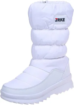 Zipper Snow Boots For Women Slip On Winter Boots Warm Ski Boots Mid Calf Outdoor Boots Anti Slip Fur Lined Boots
